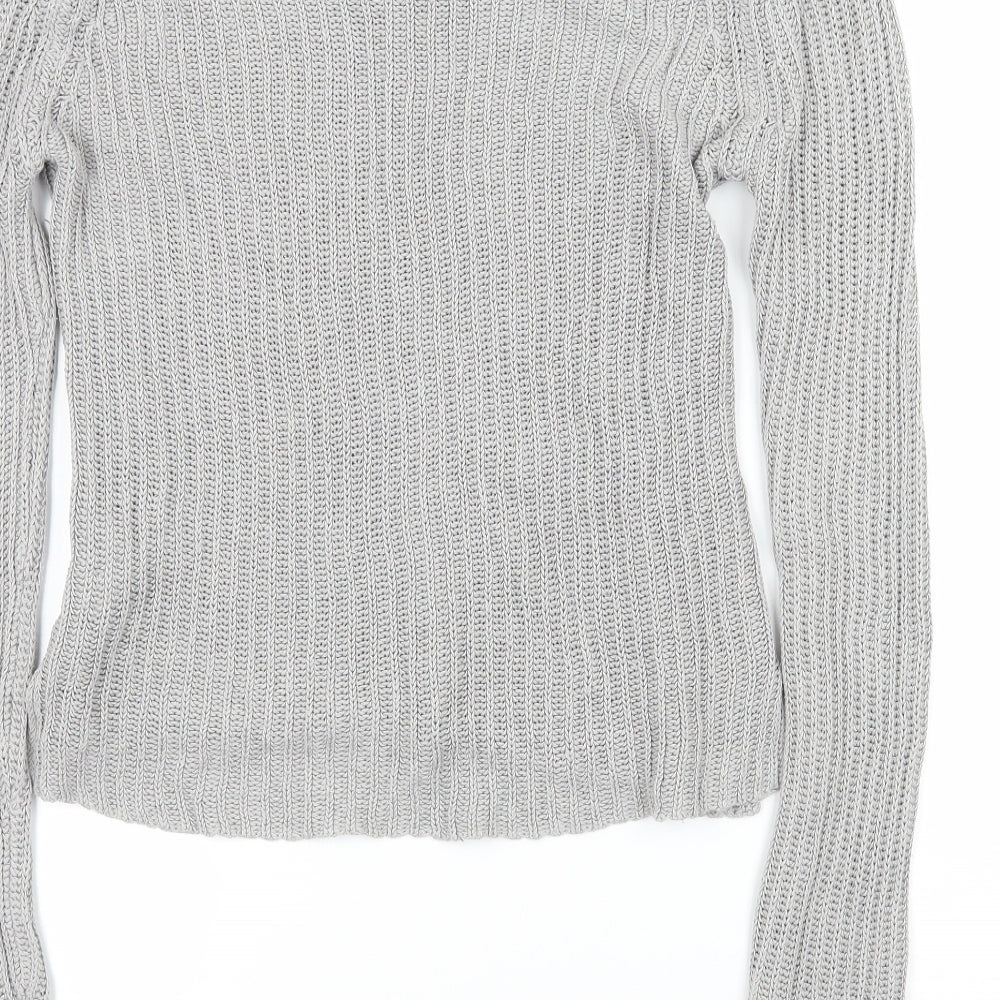 Brave Soul Womens Grey  Knit Pullover Jumper Size 10  - Lace up detail