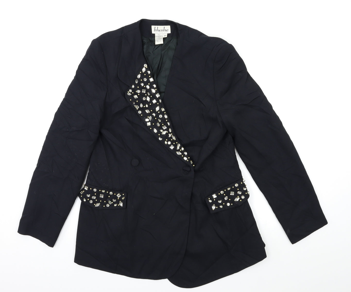 BLUSHE Womens Black   Jacket Blazer Size 12