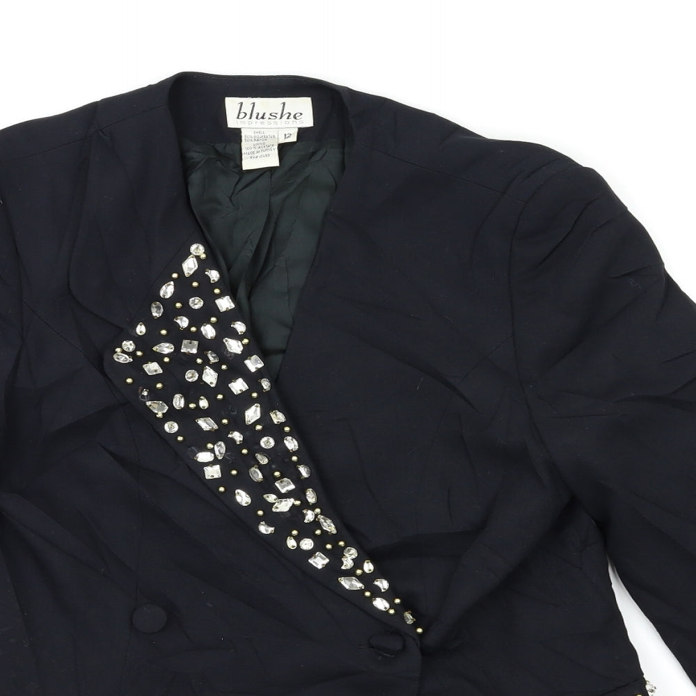 BLUSHE Womens Black   Jacket Blazer Size 12