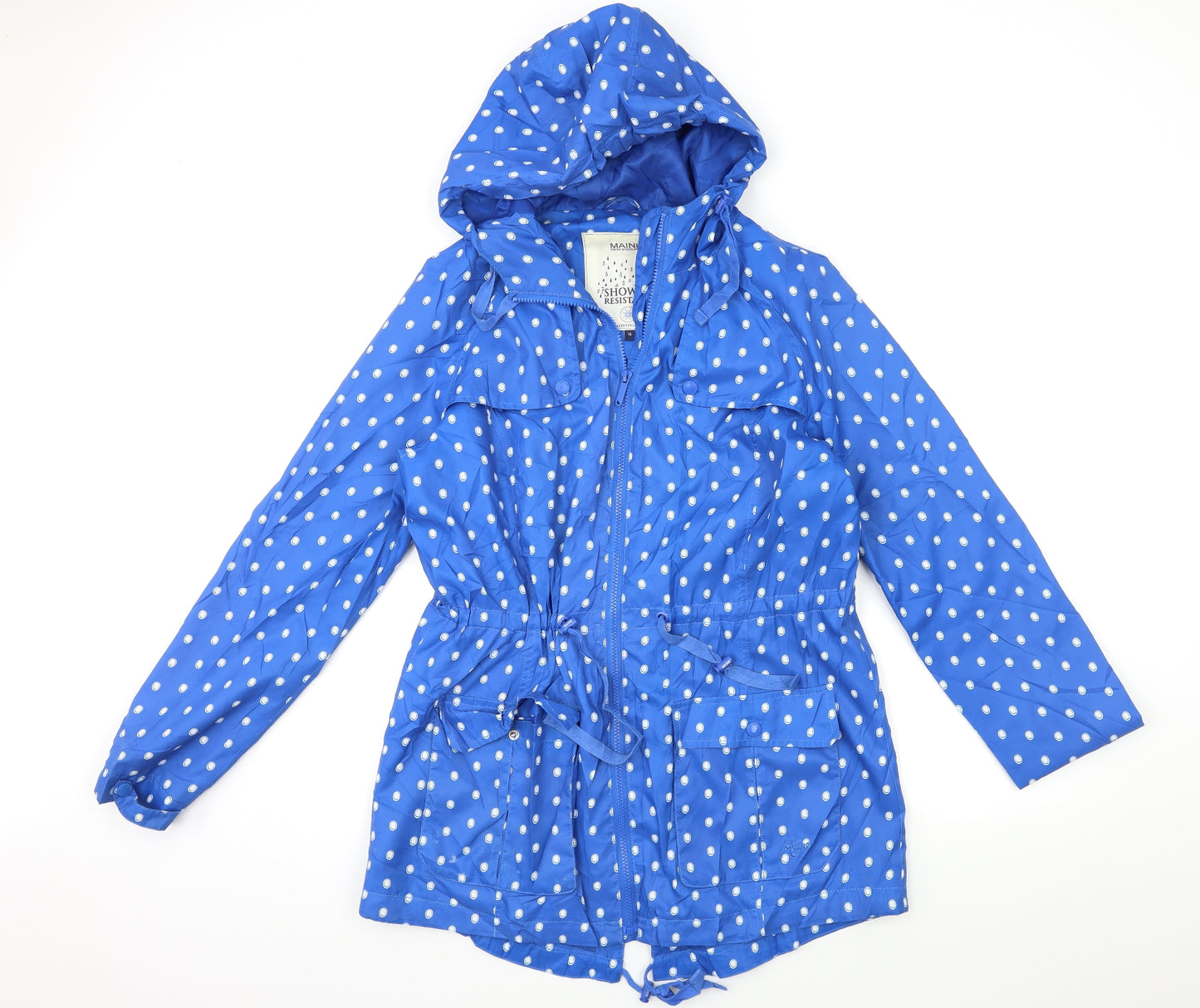 Maine Womens Blue Polka Dot  Rain Coat Coat Size 14