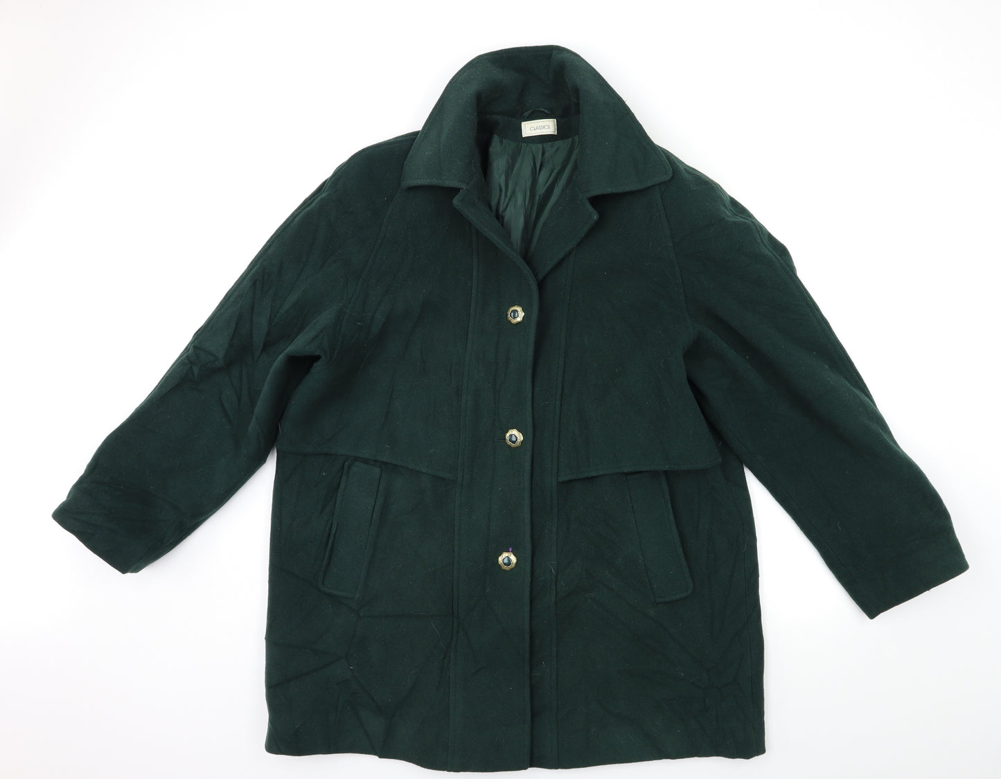 Classics Womens Green   Overcoat Coat Size 18