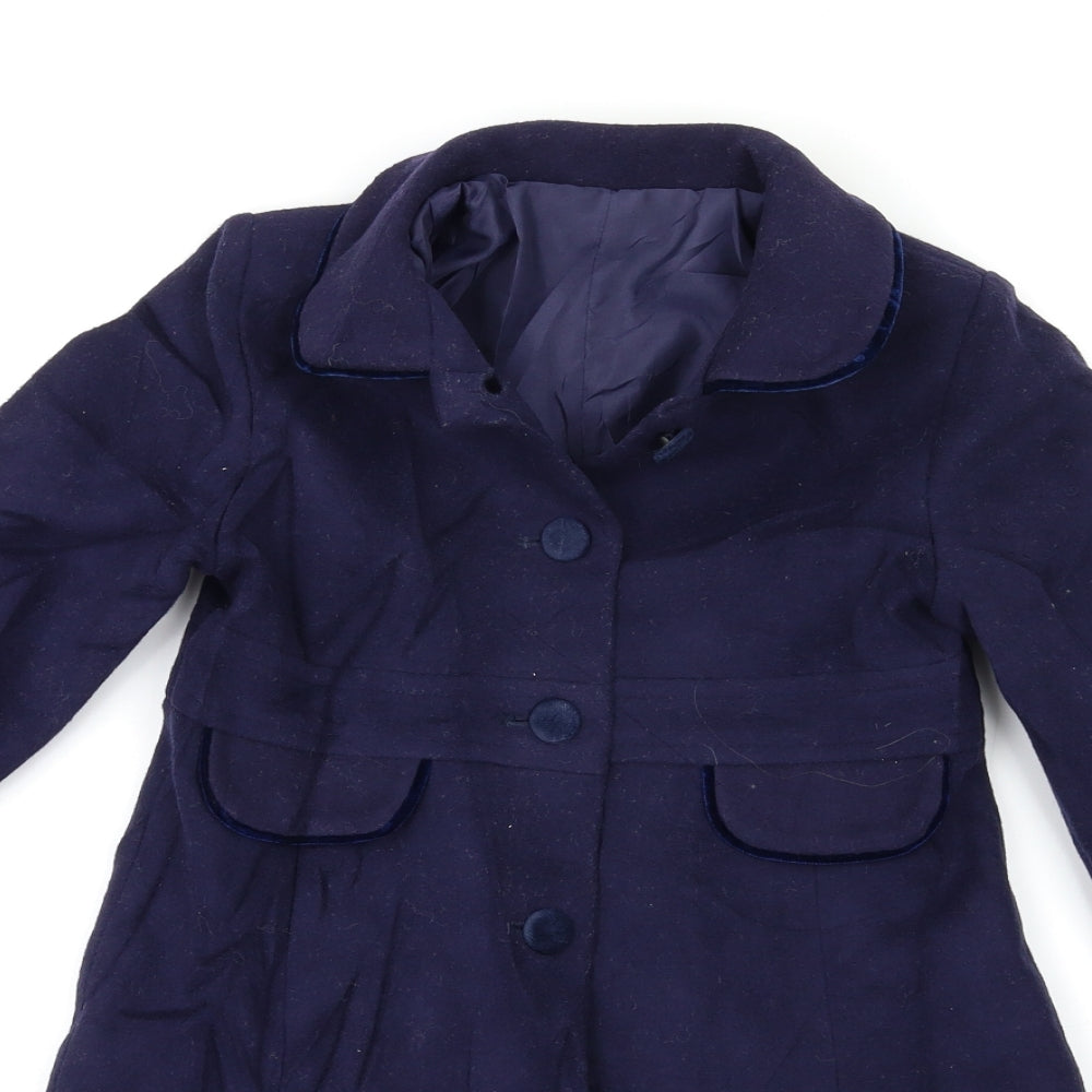 BHS Girls Blue   Overcoat Coat Size 4 Years
