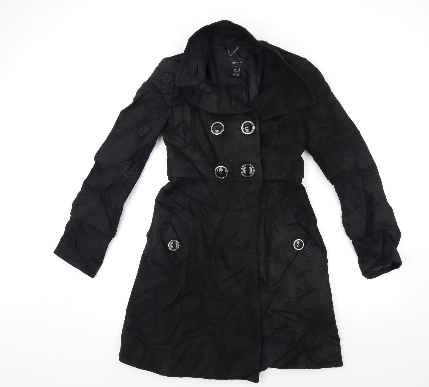 Mango Womens Black   Trench Coat Coat Size S