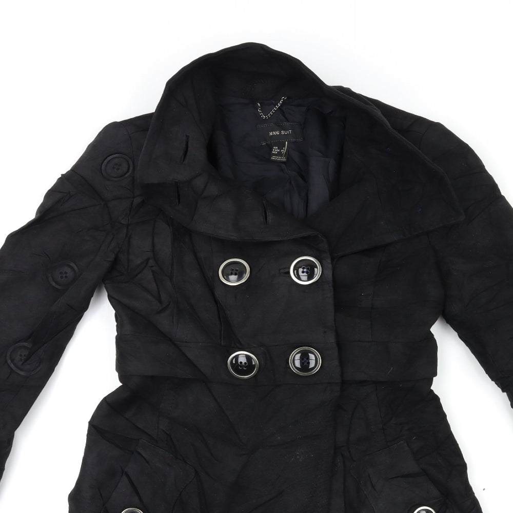 Mango Womens Black   Trench Coat Coat Size S