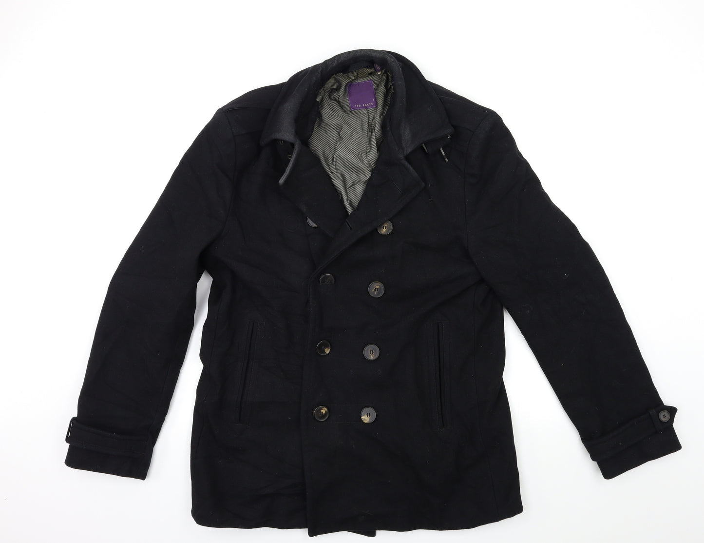 Ted Baker Mens Black   Overcoat Coat Size L