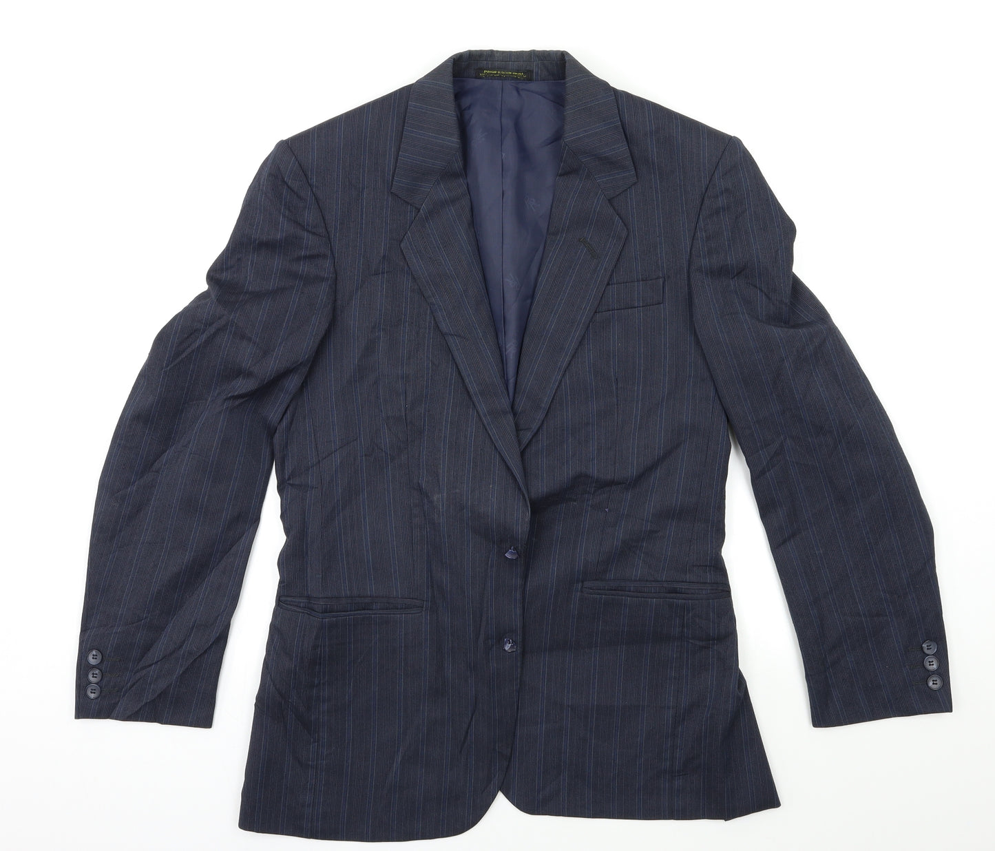 Preworn Mens Blue Striped  Jacket Suit Jacket Size 36