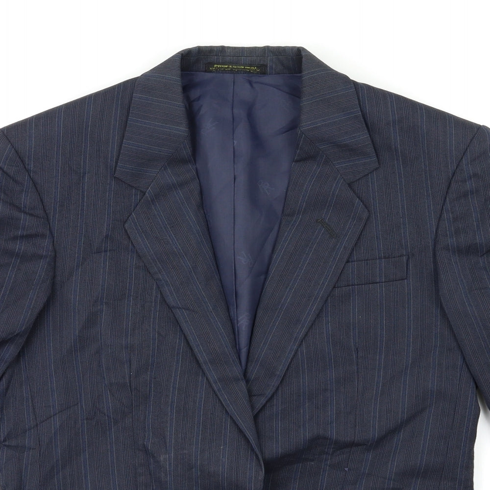 Preworn Mens Blue Striped  Jacket Suit Jacket Size 36