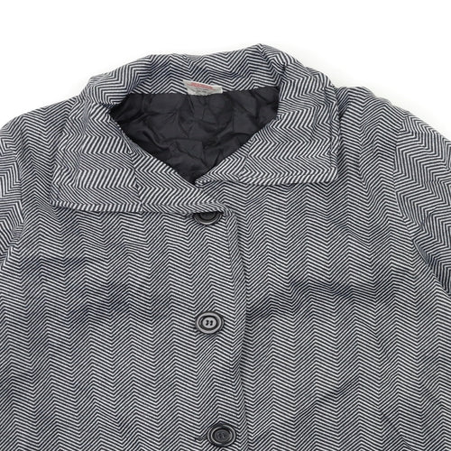 Anne De Lancay Womens Grey Striped  Overcoat Coat Size M
