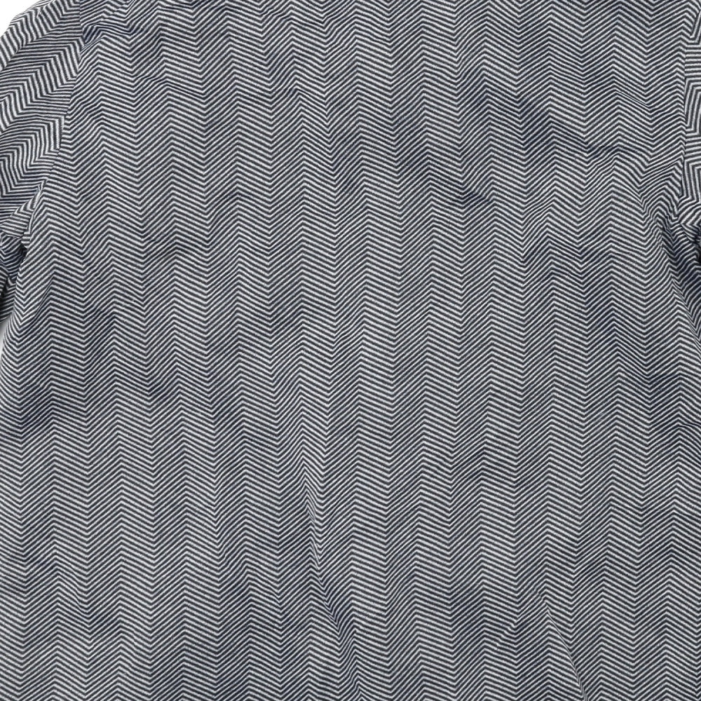 Anne De Lancay Womens Grey Striped  Overcoat Coat Size M
