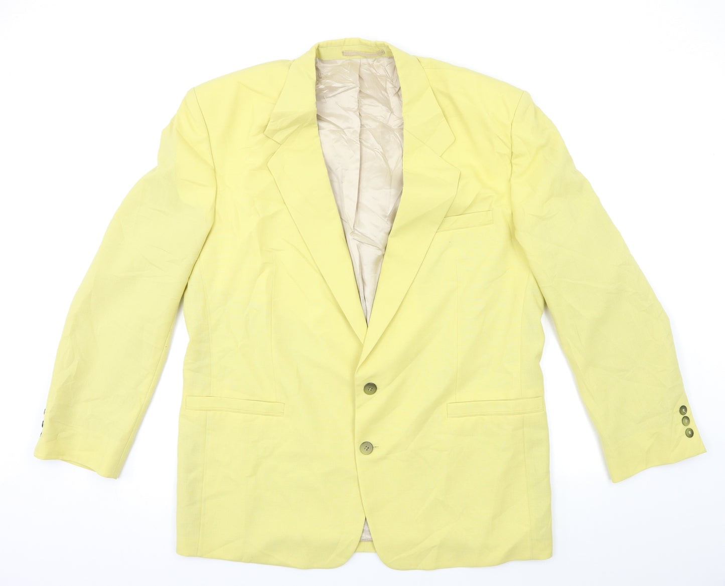 Preworn Mens Yellow  Rayon Jacket Suit Jacket Size 44