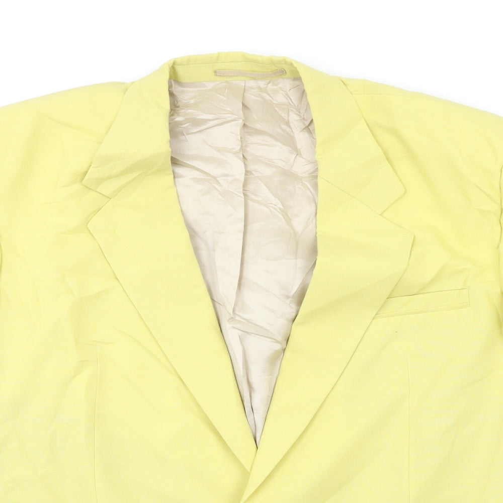 Preworn Mens Yellow  Rayon Jacket Suit Jacket Size 44