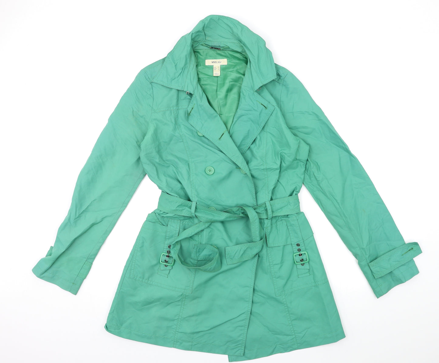 Mango Womens Green   Trench Coat Coat Size M