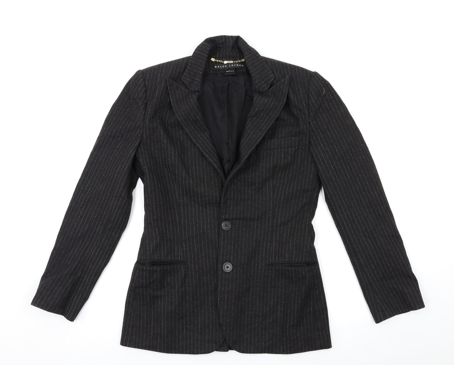 Ralph Lauren Womens Grey Striped  Jacket Blazer Size 8