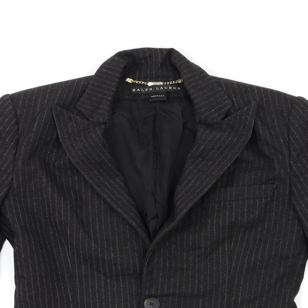 Ralph Lauren Womens Grey Striped  Jacket Blazer Size 8