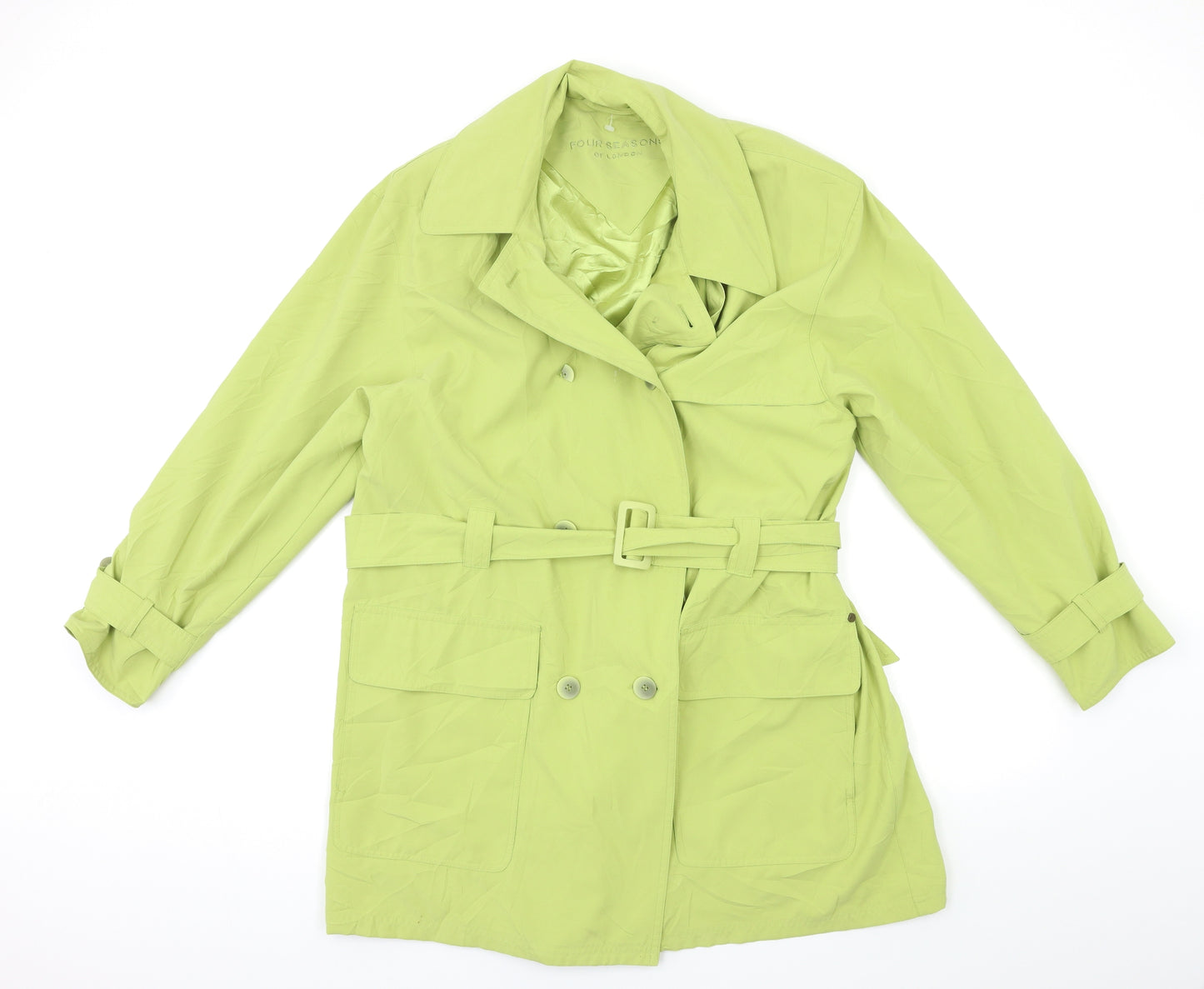 Four Seasons Womens Green  Rayon Trench Coat Coat Size M