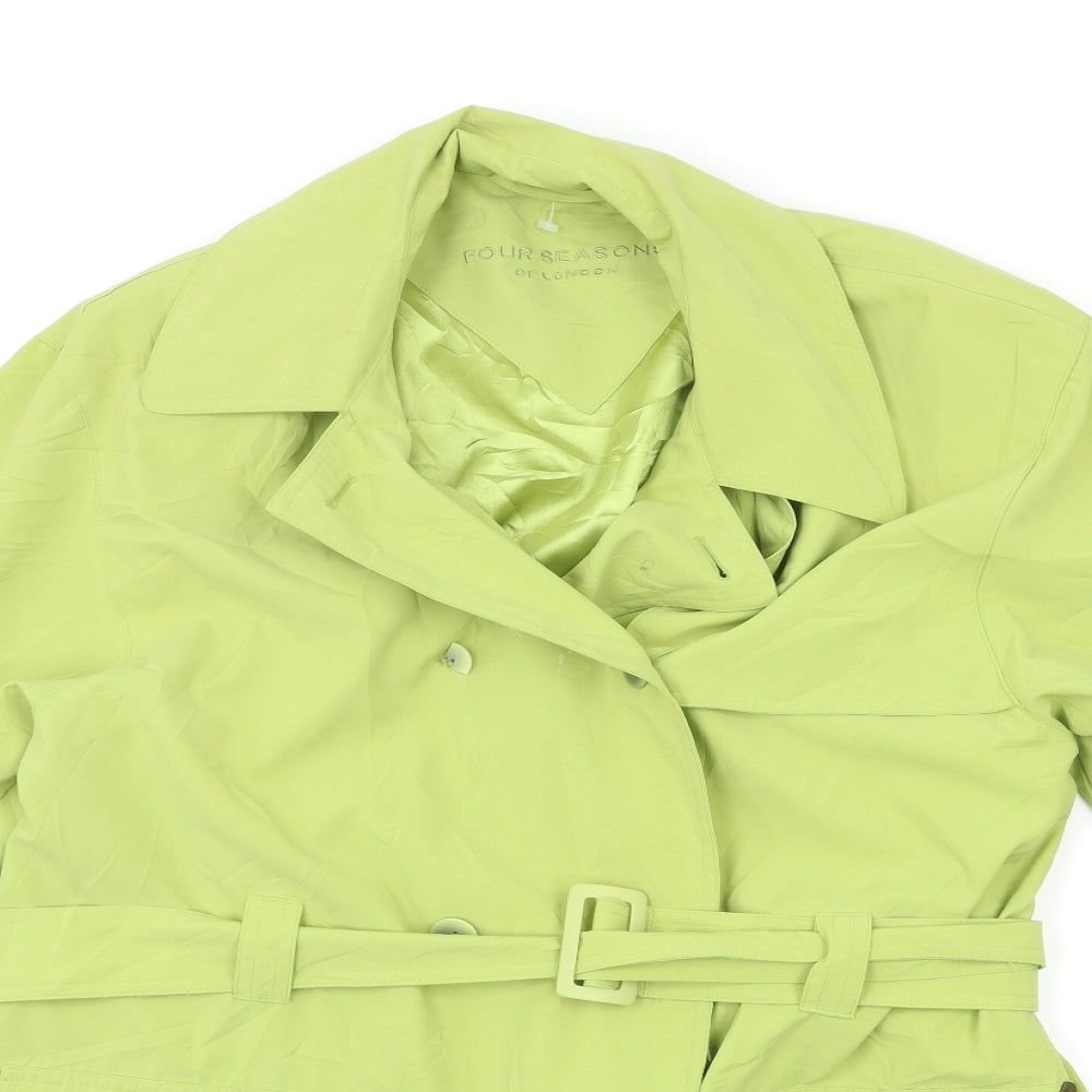 Four Seasons Womens Green  Rayon Trench Coat Coat Size M
