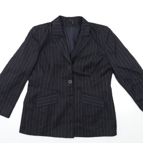 essence Womens Blue Striped  Jacket Suit Jacket Size 18