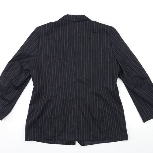 essence Womens Blue Striped  Jacket Suit Jacket Size 18