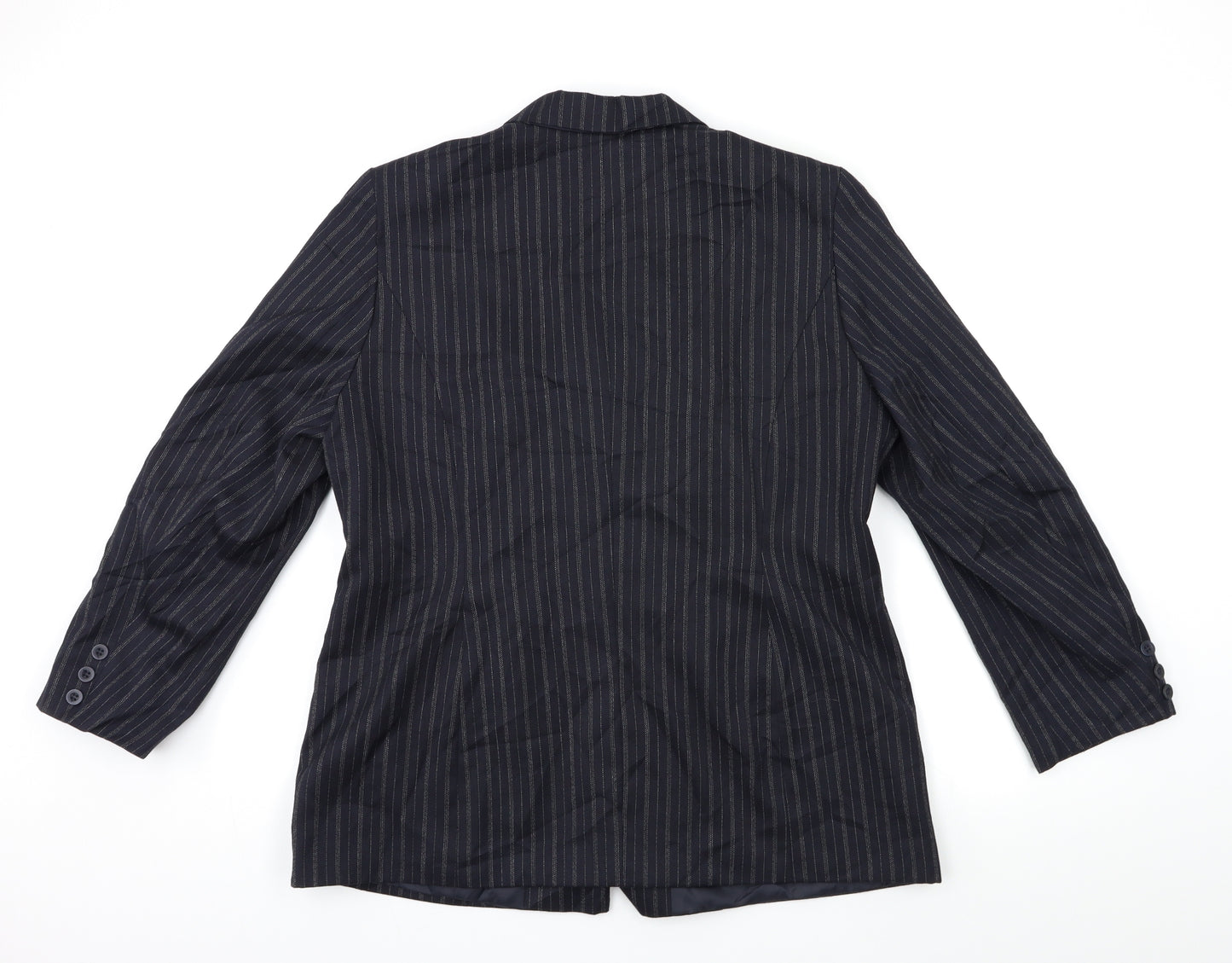 essence Womens Blue Striped  Jacket Suit Jacket Size 18