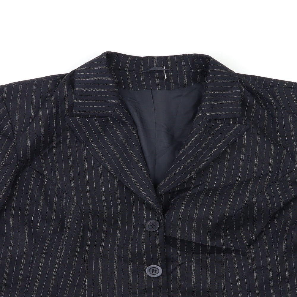 essence Womens Blue Striped  Jacket Suit Jacket Size 18