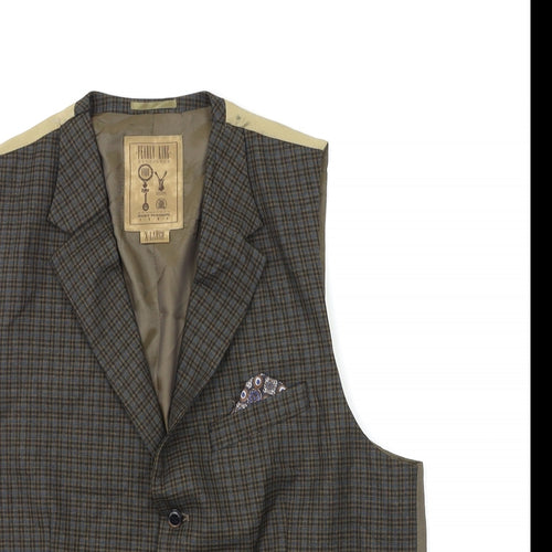 Pearly King Mens Brown Check  Jacket Waistcoat Size XL
