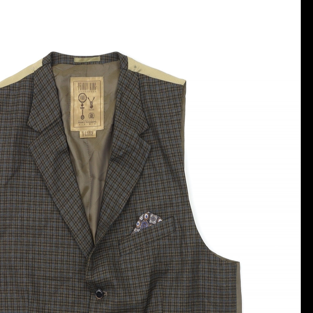 Pearly King Mens Brown Check  Jacket Waistcoat Size XL