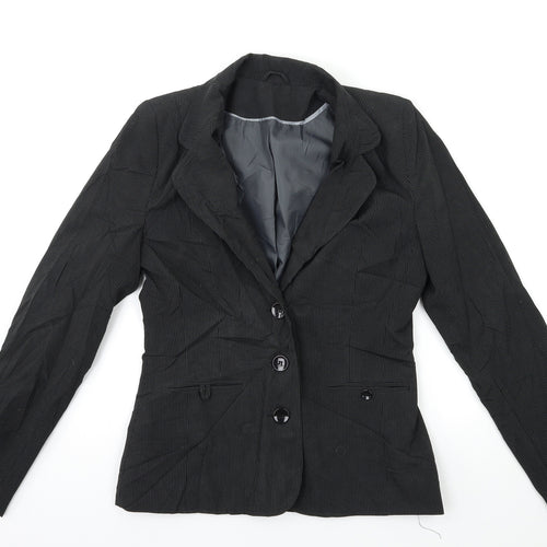 New Look Womens Black Striped  Jacket Blazer Size 12