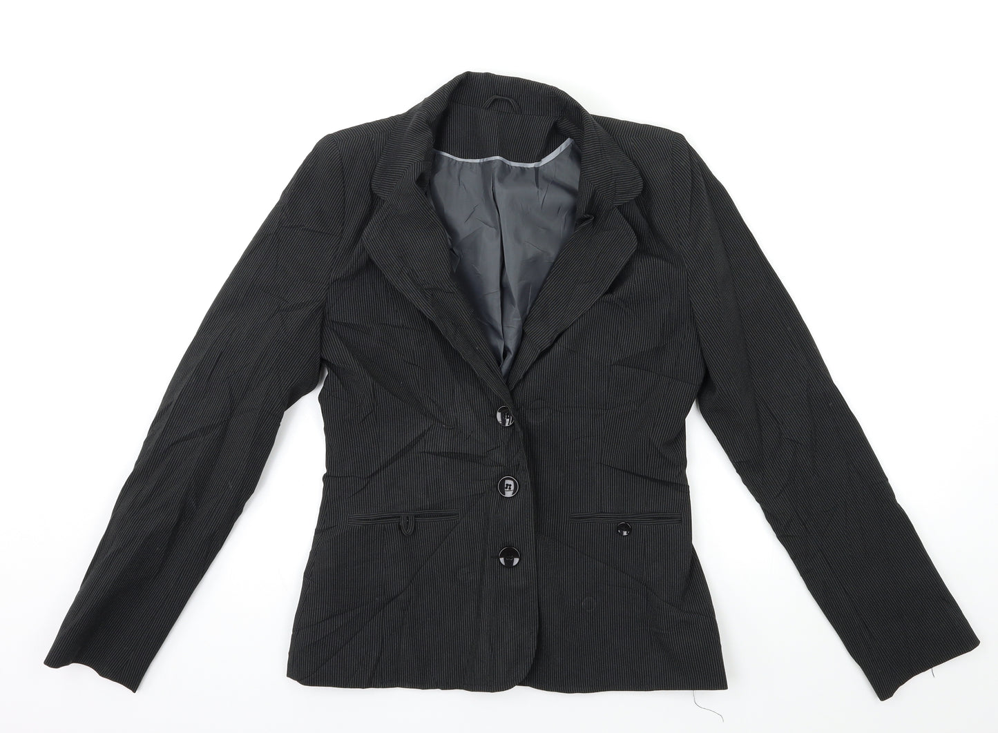 New Look Womens Black Striped  Jacket Blazer Size 12