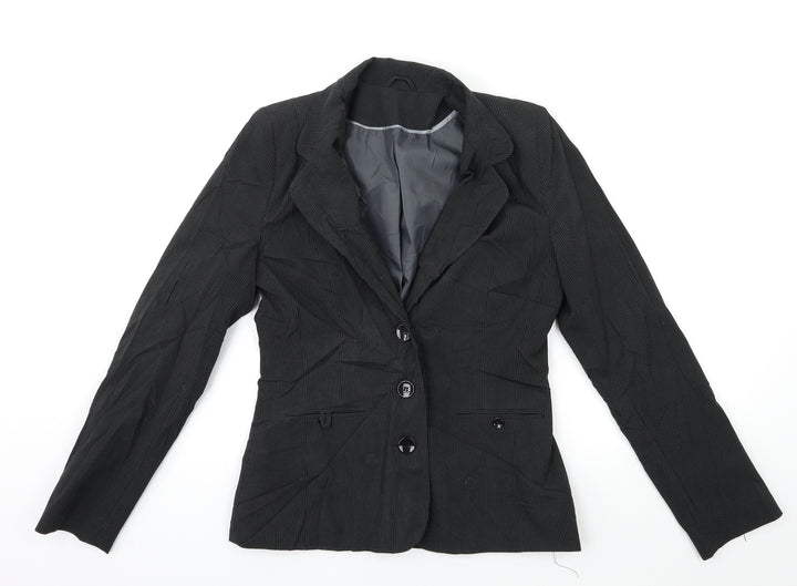 New Look Womens Black Striped  Jacket Blazer Size 12