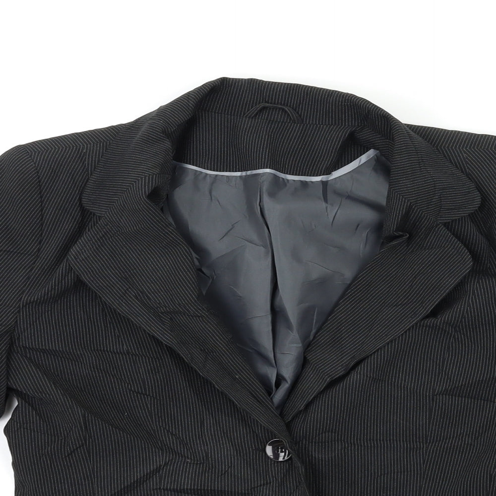 New Look Womens Black Striped  Jacket Blazer Size 12