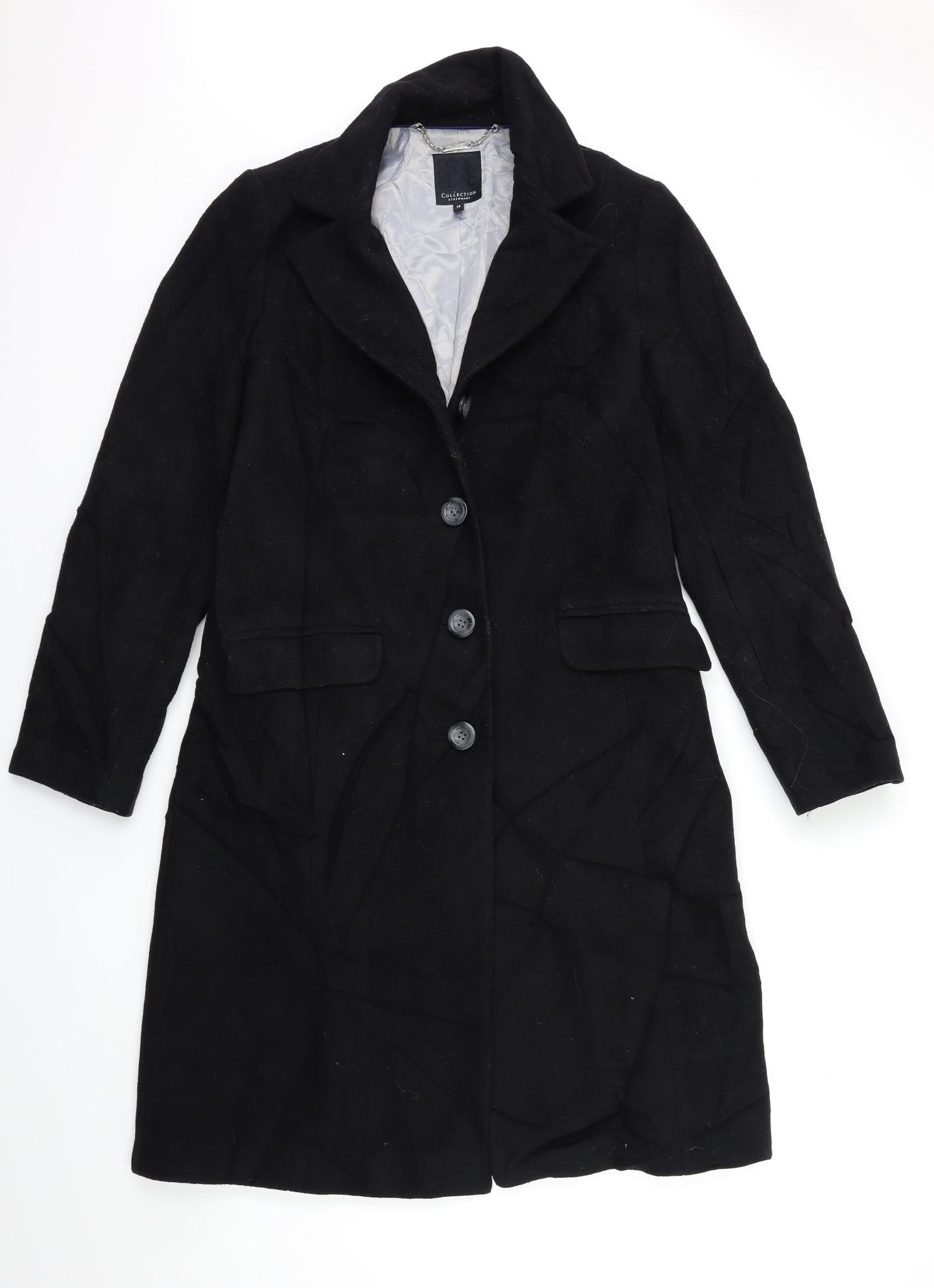 Debenhams Womens Black   Overcoat Coat Size 14