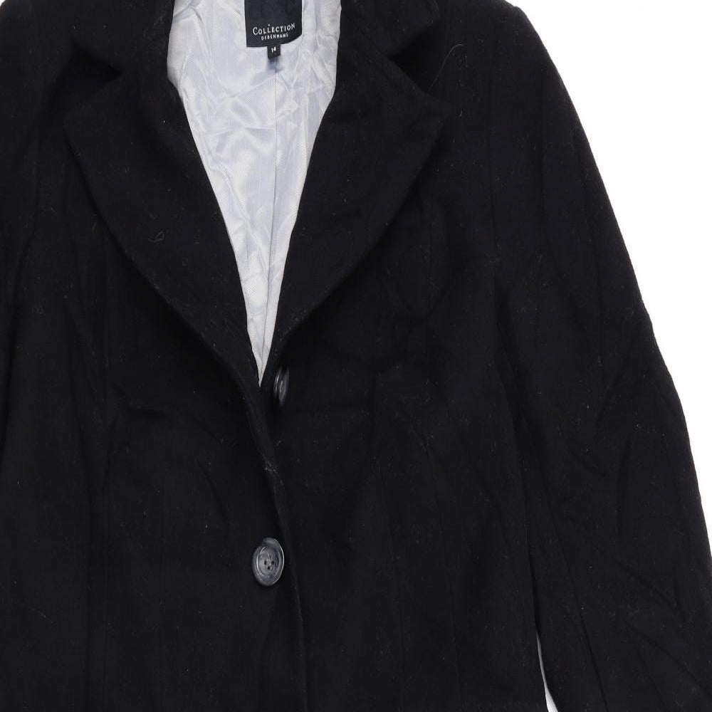 Debenhams Womens Black   Overcoat Coat Size 14