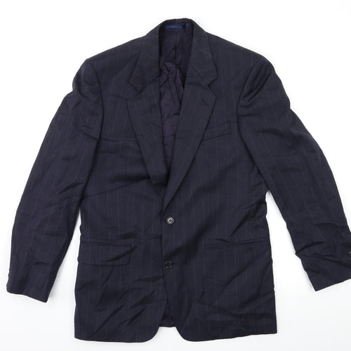 Preworn Mens Blue Striped  Jacket Suit Jacket Size 38