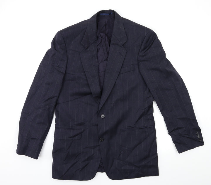 Preworn Mens Blue Striped  Jacket Suit Jacket Size 38