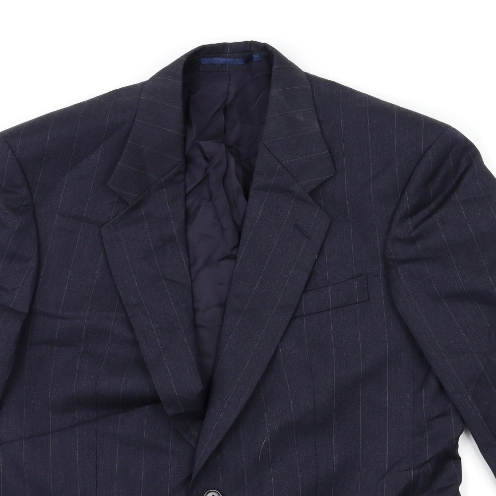 Preworn Mens Blue Striped  Jacket Suit Jacket Size 38