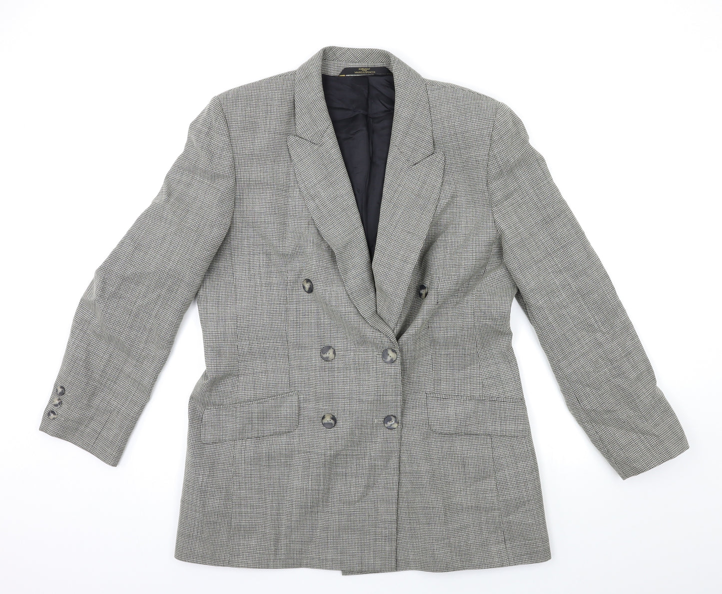 ST MICHAEL Womens Green Check  Jacket Suit Jacket Size 16