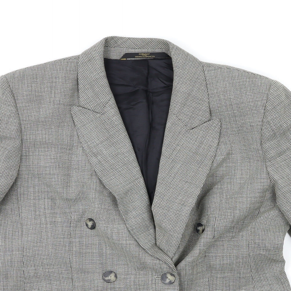 ST MICHAEL Womens Green Check  Jacket Suit Jacket Size 16