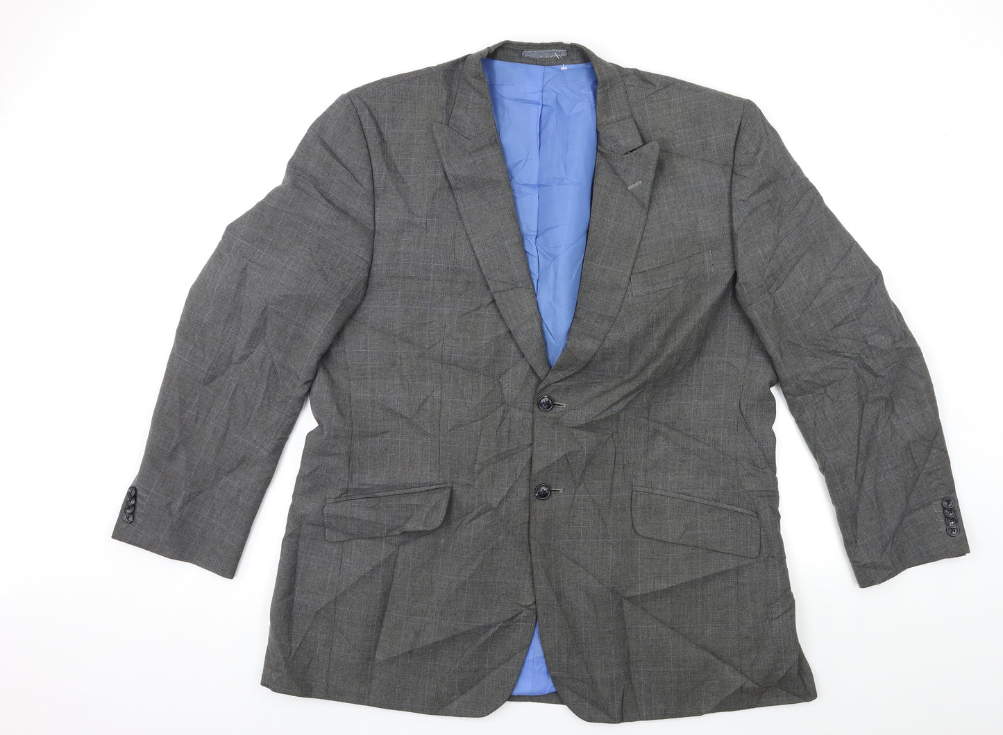 F&F Mens Grey Check Rayon Jacket Suit Jacket Size 46
