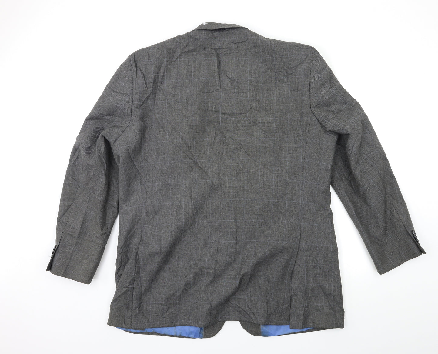 F&F Mens Grey Check Rayon Jacket Suit Jacket Size 46