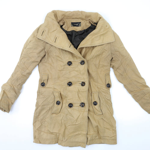 Yessica Womens Beige   Overcoat Coat Size 12