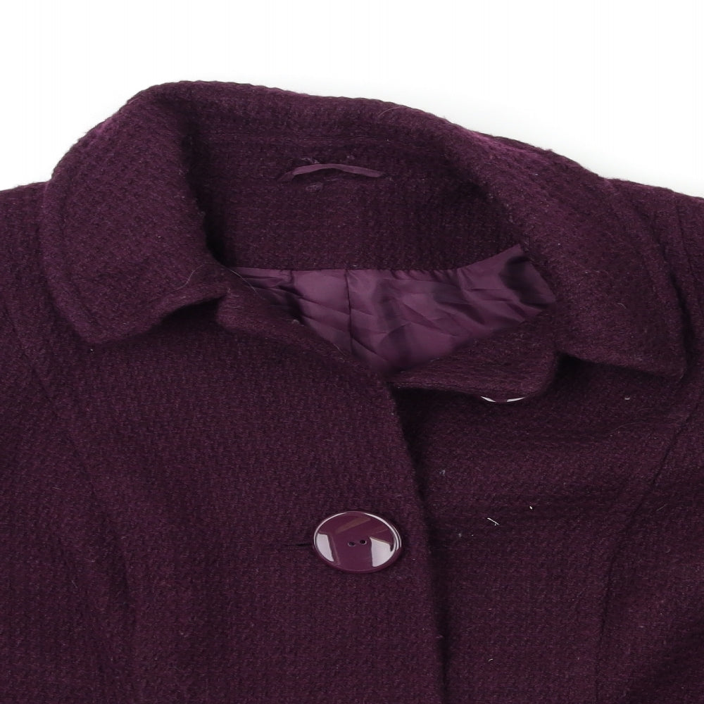M&Co Womens Purple   Overcoat Coat Size 16