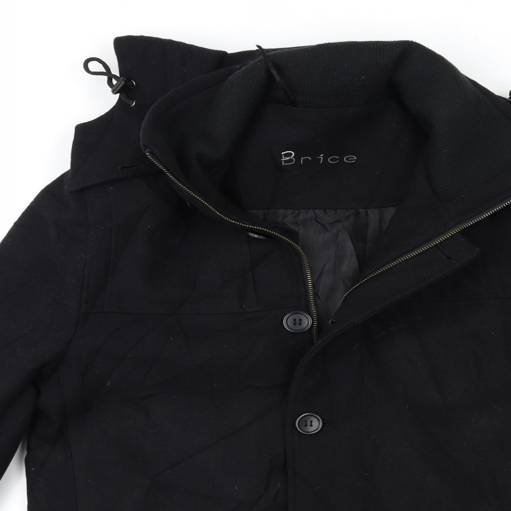 BRICE Mens Black   Overcoat Coat Size M