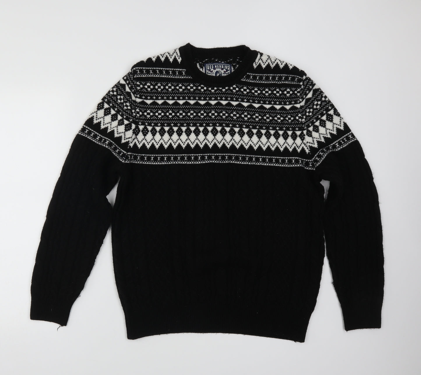 Red Herring Mens Black   Pullover Jumper Size L