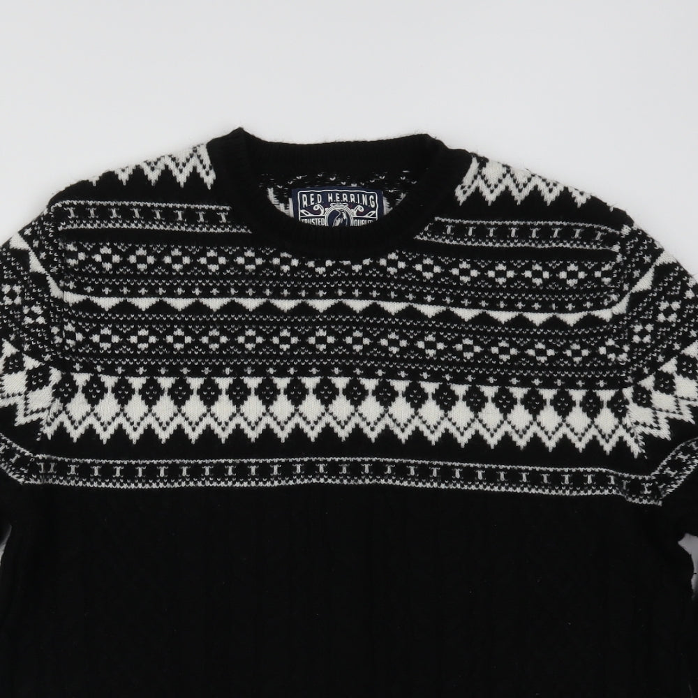 Red Herring Mens Black   Pullover Jumper Size L