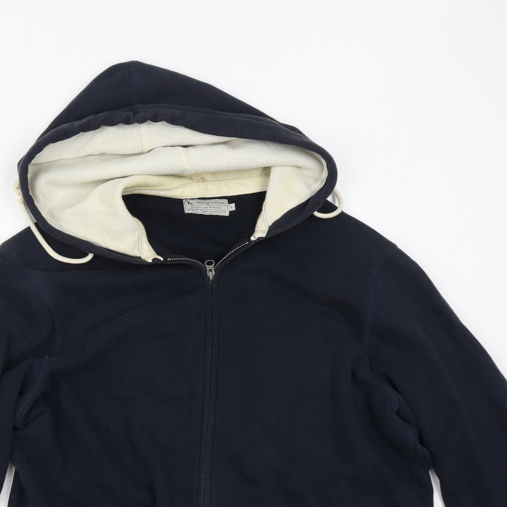 TU Mens Blue   Full Zip Hoodie Size L