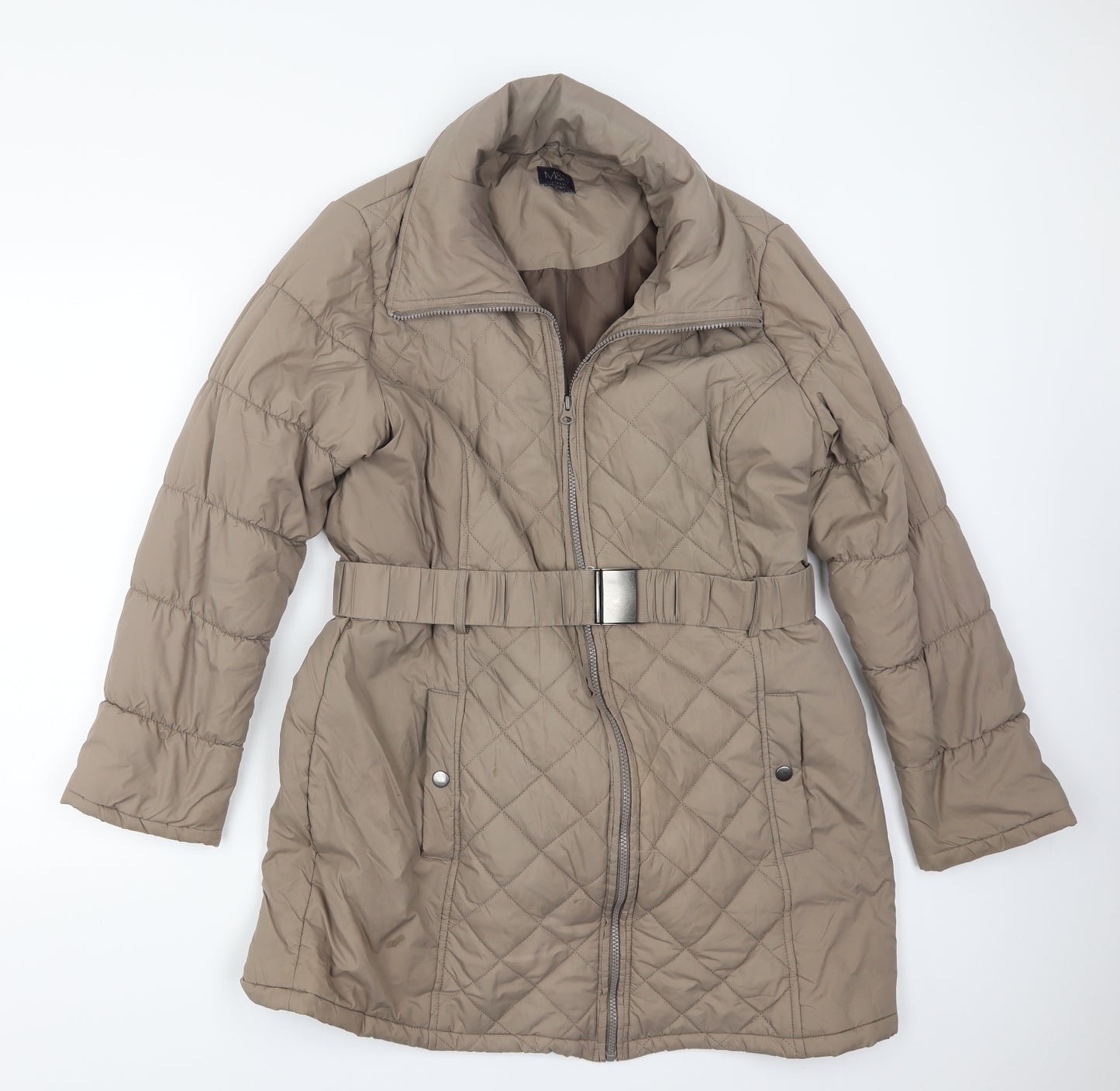 Marks and Spencer Womens Beige   Anorak Jacket Size L  - concealed hood