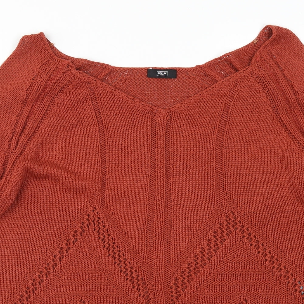 F&F Womens Orange   Pullover Jumper Size 16  - cold shoudler