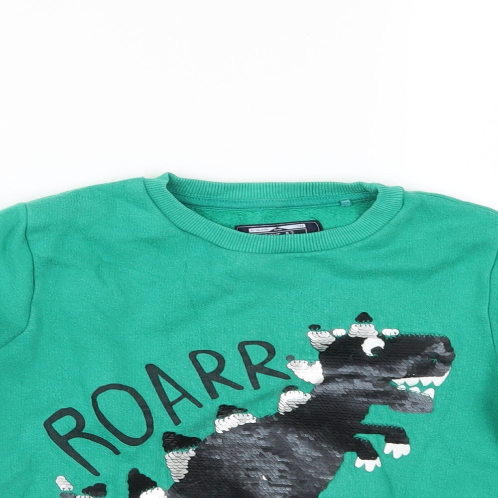 NEXT Boys Green   Pullover Sweatshirt Size 4-5 Years  - dinasour