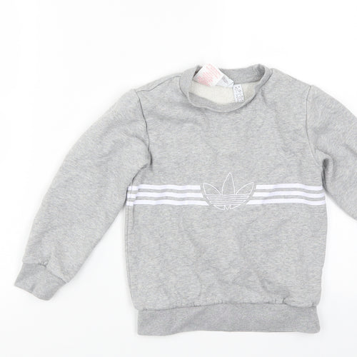 adidas Boys Grey   Pullover Sweatshirt Size 6-7 Years