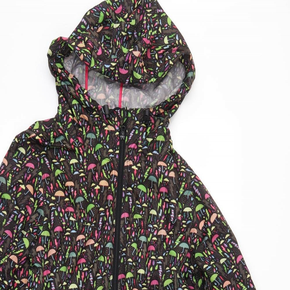 Primark Womens Black Geometric  Rain Coat Coat Size S  - Parka in a Pocket